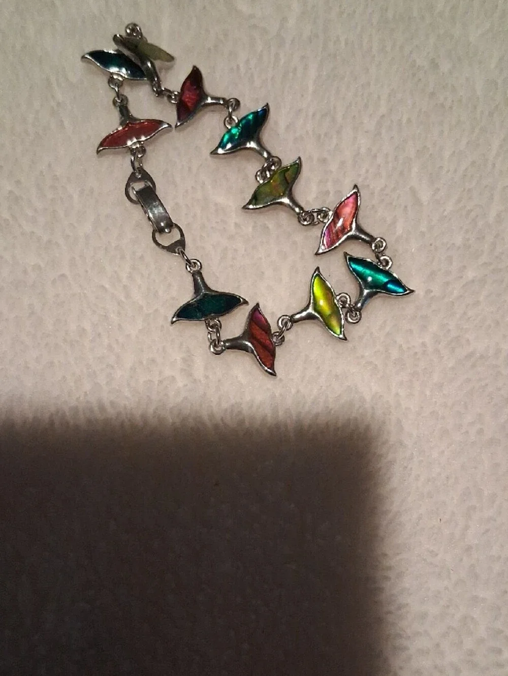 A. Silver-tone Multicolor Enamel Leaf Bracelet - Women's Jewelry
